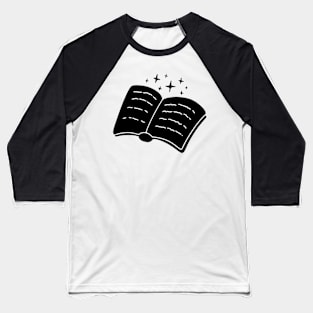 Black, simple book design with stars for readers and booklovers with creme colour background Baseball T-Shirt